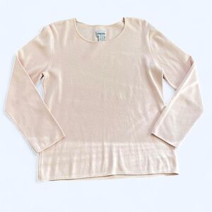 Chico’s Medium Solid Light Pink Long Sleeve Silk Knit Crew Neck Sweater Top